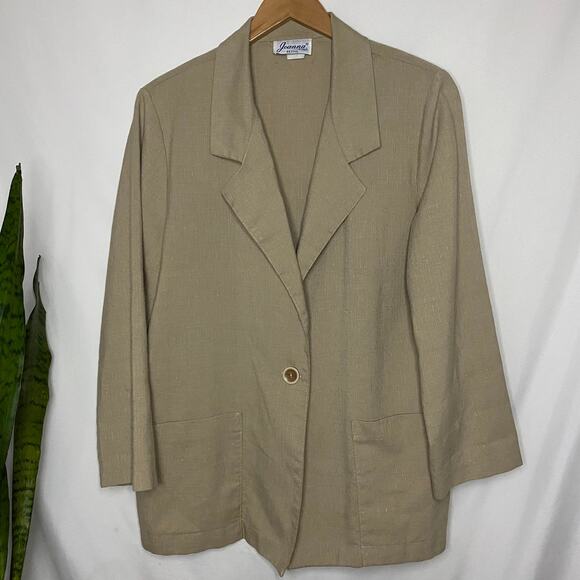 Joanna Petite| Women's vintage beige collared jacket blazer - Picture 1 of 16